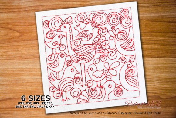 Bird Design Seamless Pattern Redwork Review