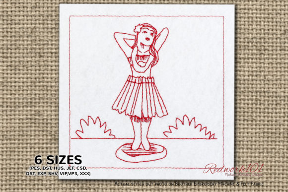 Hula Girl Redwork Design: A Designer's Review