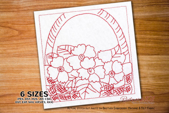 Review: Beautiful Flower Basket Redwork for Holiday Crafts