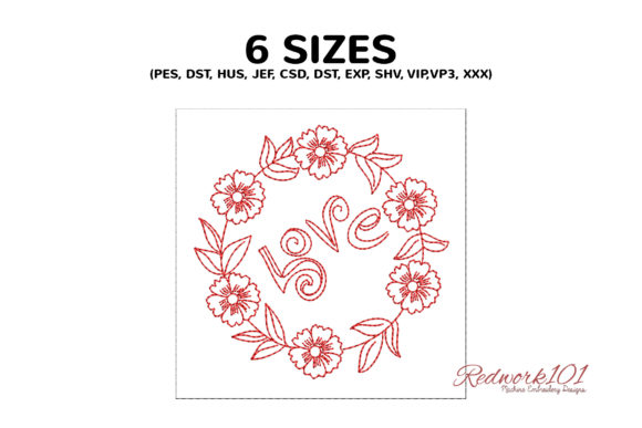 Review: Flower Frame with Love Redwork Design