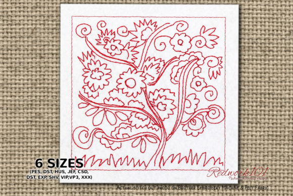 Review: Flower Tree in Spring Redwork for Holiday Gifts