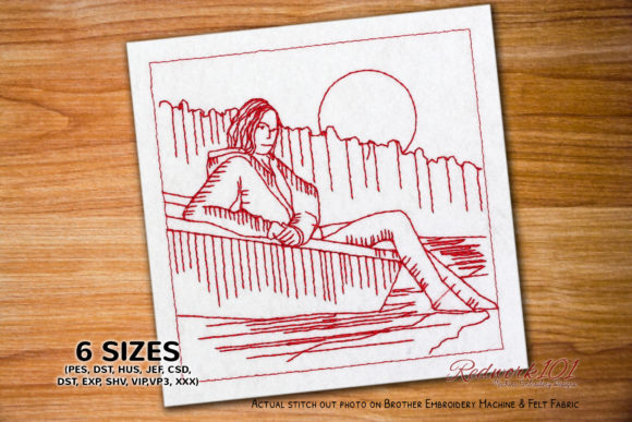 Reviewing Girl Sitting on Boat Bluework for Craft Fairs